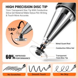 Tukzer Universal Stylus Pen for Smartphone/Tablet/iPad/Pro/Air/iPhone/iOS/Android/All Touch Screens Devices| Fine Point Disc Tip, Lightweight Aluminum Body Magnetic Cap Drawing Writing (White) image 4