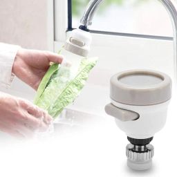 Sulfar ABS 360 Degree Rotation/Movable Bubbler Saving Water Faucet/tap, Tap Extension/Head, Faucet Filter Shower Head Nozzle Adapter (3 Modes), White and Grey, 1589 Faucet Extension image 3