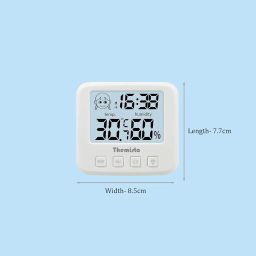 Themisto TH-HTC5 Digital Hygrometer Thermometer Humidity Meter With Clock LCD Display image 2