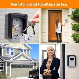 Suptikes Large Key Lock Box with Resettable Combination| Portable Waterproof Wall Mount Lockbox for Outdoor Use | Secure Key Storage Safe for Home, Office, Door Handle (Silver, 1 Pack) image 2