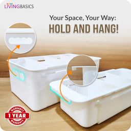 LIVINGBASICS 2 Large 3 Small Expandable Drawer Organizer/Drawer Organizer Tray/Drawer Divider/Expandable Drawer Tray/Adjustable Storage Organiser (White, PPCP Plastic) image 2