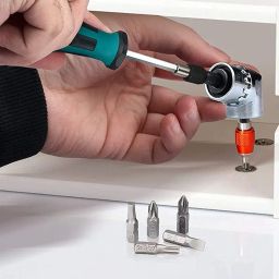 105 Degree Right Angle Drill Attachment Driver Drill Machine & Power Screwdriver Converter Attachment Adapter With ¼” Hex Shank Quick Change Drive, Magnetic Bit Holder (Pack Of 1) image 2