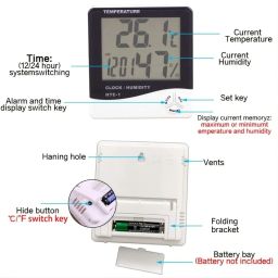 MCP Healthcare Room Thermometer Digital With Clock Features Thermometer Thermometer Indoor & Outdoor Thermometer LCD Electronic Temperature Humidity Meter Hygrometer Weather Sensor Thermometer image 4