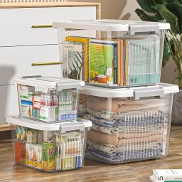 GRACIOUS MART Large Transparent Storage Bin with Lockable Airtight Lid, Scratch-Resistant Plastic Container on Wheels for Home Organization And Storage (PACK OF 1, MEDIUM - 12 X 8.5 X 7 INCH) image 5