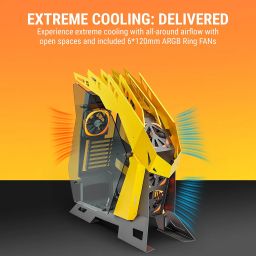 Ant Esports Cypher G7 Mid-Tower ATX Computer Case/Gaming Cabinet - Black-Yellow | Support ATX, Micro-ATX, Mini-ITX | Pre-Installed 6 ARGB-PWM Remote Controlled Fans image 3