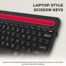 Amkette [New & Improved Optimus Pro Multi Device (4in1) Rechargeable Wireless Keyboard/Bluetooth Keyboard | One Click Device Switching & AI Access for MacOS & Windows | Tablet & Phone Holder (Black) image 2