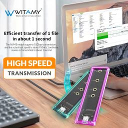 Witamy Trasnparent Mini External Gen1 10Gbps USB 3.1 Type C PCIe NVMe NGFF M-Key SSD Hard Disk Case Casing Enclosure for Laptop/pc image 1