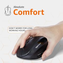 amazon basics Pro Series 2.4G Wireless Ergonomic Mouse for PC, Mac, Laptop | Dual Bluetooth Modes | 4 Adjustable DPI Settings Up to 2400 | Shortcut Buttons | Connects up to 3 Devices (Black) image 2