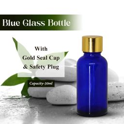 30 ml Cobalt Blue Round Empty Glass Bottle + Gold Seal Cap + Safety Plug Refillable, Reusable, Leak Proof for Essential Oils, Blends, Perfumes & Face Oil (3) image 4