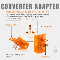 hi plasst pins n plugs Hi-Plasst (3Pcs) Portable 3 Pin Multi Plug Socket 6A Universal Travel Adapter with Extension Socket, White | Compact Multi-Purpose Design image 3