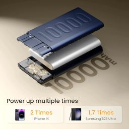 Ambrane 10000mAh Slim Power Bank, 20W Fast Charging, Dual Output, Type C PD (Input & Output), Quick Charge, Li-Polymer, Multi-Layer Protection for iPhone, Anrdoid & Other Devices (Stylo 10K, Blue) image 2
