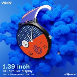 Vibez by Lifelong Fusion Smart Watch for Men & Women, 1.39 HD Display, 360*360 pixels, 550 NITS, BT Calling Smartwatch, Heart Rate Monitoring, SpO2, IP67, Multi Sports Mode (VBSW2277, Orange & Blue) image 1