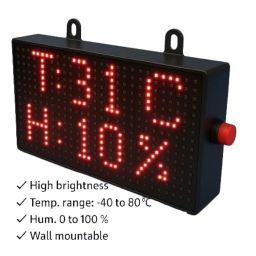 Digital Temperature and Humidity Monitor with LED Display, -40°C to 80°C Range, Wall Mountable (Red) image 1