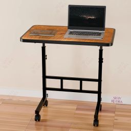 Multi-Purpose Laptop Table, Study Table| Bed Table| Adjustable Height, Portable for Office, Work Form Home | DIY Table, Easy to Assemble, Engineered (Black, Wood Adjustable) image 1