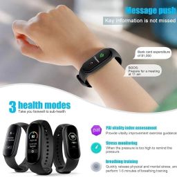 TRIDEO 𝟏𝟓 𝐘𝐄𝐀𝐑𝐒 𝐖𝐀𝐑𝐑𝐀𝐍𝐓𝐘 M6 Smart Watch Band – Heart Rate Monitor, Fitness & Activity Tracker, Calorie Counter, Sleep Tracker, Step Counter, Bluetooth Notifications image 2