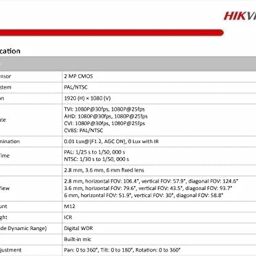HIKVISION 2MP Outdoor Wired HD1080p with inbuilt Mic for Audio Recording DS-2CE16D0T-ITPFS + USEWELL BNC/DC, White image 2