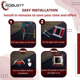 Robustt Aluminium material solar stud with greater visibility than 800mtr (Pack of 4, Silver and Red) image 1