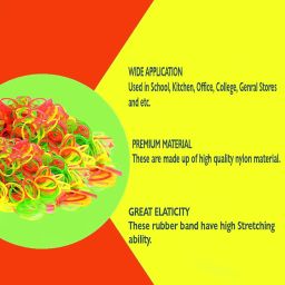 GLUN® Elastic Bands 2 Inches Fluorescent Color Rubber Band for School, Home and Office use High-Quality, Durable and Bright Pack 50 Grams image 1