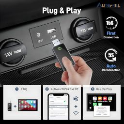 AUTOFRILL 2 in 1 Wireless Carplay & Android Auto Adapter Converts Wired to Wireless Dongle for Car | Quick Connection & Auto Reconnect | Bluetooth 5.3 & 5.8Ghz WiFi | Easy to Setup iOS & Android image 2