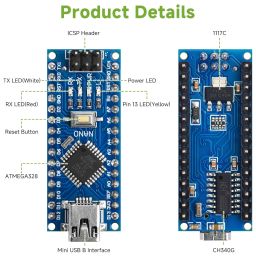 Mini Nano V3.0 ATmega328P Microcontroller Board w/USB Cable For Arduino image 2