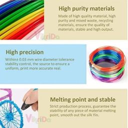 VikriDA Combo Set of 3D Pen, LCD Display with 10 Pcs 5 Metre +3 Pcs 5 Metre Different Color of Pla Filament Refills (1.75 Mm), Creative Modelling, Arts & Craft Kit - Multicolor, Kids image 1