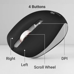 ZEBRONICS Zeb-Jaguar Wireless Mouse, 2.4GHz with USB Nano Receiver, High Precision Optical Tracking, 4 Buttons, Plug & Play, Ambidextrous, for PC/Mac/Laptop (Black+Grey) image 3