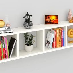 Mahaakaay Sumwud Royal Free Standing Wall Mounted with Fastners Bookcase Book Shelf Display Rack White (Engineered Wood) image 5