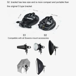 Godox S2 Speedlite S-Type Bracket Bowens Mount Flash Holder for Godox V1 AD200Pro AD400Pro AD200 and other Flashes, Precise Tilt Control, Large Handle, Integrated Umbrella Mount with Pergear Diffusers image 5