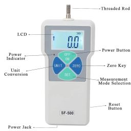 Force Gauge SF-500 LCD Screen Portable Push-Pull Tester Meter Digital Sensor 500N 100-240V Overload Protection (Indian Plug) image 5