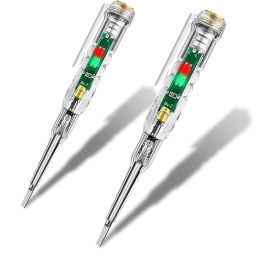2PC Intelligent Waterproof Voltage Tester Pen Line Fault Detector Plug Tester 70–250V AC Electrical Socket Circuit Testers for Wiring Issues Detects Live Neutral Earth Faults LED Built-in Screwdriver image 1