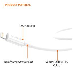 amazon basics TPE Type-C to Lightning Cable | 30W Fast Charging, 480Mbps Data Transfer Speed | Compatible With iPhone, iPad Air, Pro, Mini, iPad | 1 meter (White) image 1