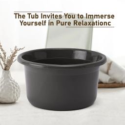 Kuber Industries Set of 4 Bathroom Combo Set | Bathing Set | Bathware Set | Tub-Bucket-Mug & Stool Combo Set for Bathroom | Modern Bathroom Accessories Set | Gray image 5