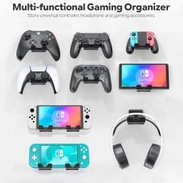 OIVO Controller Wall Mount Holder for PS3/PS4/PS5/Xbox 360/Xbox One/S/X/Elite/Series S/Series X Controller, Pro Controller, Upgraded Adjustable Wall Mount for Video Game Controller&Headphones- 4 Pack image 1