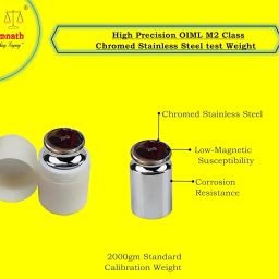 Baijnath Premnath 2000g (2kg) OIML M2 Class Stainless Steel Standard Test weight for Testing & Calibration with NABL Certificate, Precision 300mg with ABS container image 1