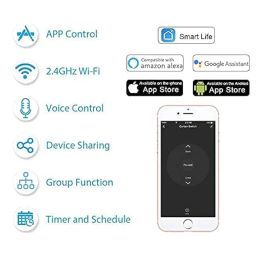 TEQOOZ® 4-Switch Smart Wi-Fi + Bluetooth Touch Switch (White) (6 Amp Each) | Smart Life App Control I Compatible with Alexa, Google Home, Apple Siri | Glass Finish image 2