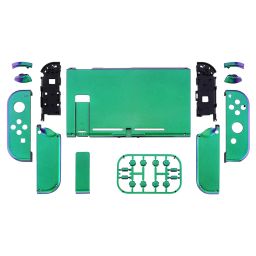 eXtremeRate Glossy Back Plate for Nintendo Switch Console, NS Joycon Handheld Controller Housing with Full Set Buttons, DIY Shell for Nintendo Switch - Chameleon Green Purple image 1