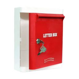 Lepose Plastic Big Size Letter Box for Home/Mail With Key Lock - Outdoor & Indoor Use for Gate and Wall - Red Color image 1