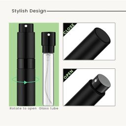 IRON BILL 5PCS/8ml Perfume Travel Refillable, Portable Perfume Atomizer Refillable, Empty Mini Size Spray Bottle for Men&Momen.（Matte Black image 2