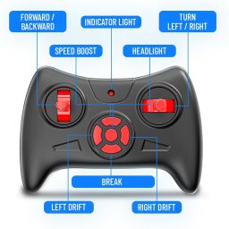 Mirana Tracer Remote & App Controlled Car Toy for Kids | USB Type-C Rechargeable High Speed Drift RC Vehicle | 1.5X Nitro Boost with in-Built Bluetooth Speakers for Boys & Girls (Red) image 1