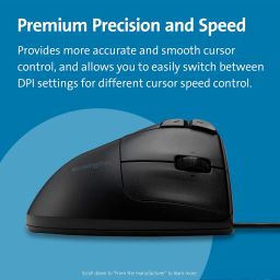 Kensington Pro Fit™ Ergo Vertical Wired Trackball Mouse, Easy Thumb Control, Precision and Smooth Tracking, Ergonomist-Approved Design and Ambidextrous for Windows, PC and Mac (Black) image 4