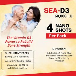 SEA D3 Nano Shots/Vitamin D3 60000 I.U Suga Free Oral Solution Syrup(8 Shots Of 5Ml Each) = 2 Boxes, 1 Count image 3