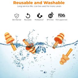 MAPPERZ Soft Silicone Noise Reduction Ear Plugs for Sleeping, Meditation, Swimming Adult and Child Reusable For Travel – 2 Pair, Multicolor image 1