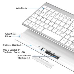 cimetech Wireless Keyboard, 2.4G USB Ultra-Thin Ergonomic Keyboard, Plug and Play Compact Full Size Keyboard with Windows, Mac, Laptop, PC, Desktop - Silver image 4