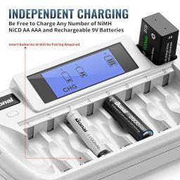 BONAI 8+1 Bay AA Battery Charger with LCD Display for Rechargeable AA/AAA NiMH/NiCd 9V Rechargeable Batteries image 3