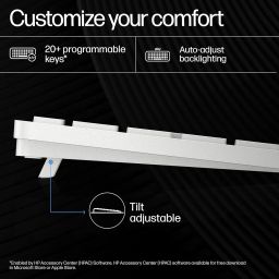 HP 970 Creator Keyboard, Wireless and Multi-Device with 20 programmable Shortcut Keys, Backlit with sensors, up to 6 Month Battery, AES encrypted, 3Y Warranty, 0.67 kg, Silver image 5