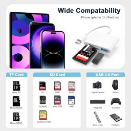 USB C to SD Card, Micro SD Memory Card Reader, Type C to SD Card Reader Adapter for iphone15 MacBook Camera Android Windows Linux and Other Type C Device image 3