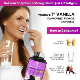 Naturyz Vanilla Flavoured Triple Strength 2500mg Omega 3 Fish Oil with Vitamin D3|Highest Strength 2000 mg Omega 3 Per Serving (EPA 1200mg DHA 800mg) Deep Sea Fish Oil for Unisex-60 Capsules,100 grams image 4