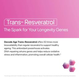 Decode Age Trans Resveratrol Supplement, Powerful Antioxidant for Anti-Ageing, Anti-Inflammatory, Metabolism & Heart Health, 500mg, 60 Veg Capsules image 3