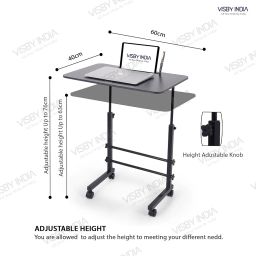 VISBY INDIA Multi-Purpose Laptop Table, Study Table| Bed Table| Adjustable Height, Portable for Office, Work Form Home | DIY Table, Easy to Assemble, Engineered (Black Adjustable) image 1