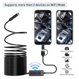 XpertMatic F160 USB and WiFi 2.0 MP HD Endoscope, 16.4FT Large Focal Range Borescope Drain Camera for iPhone, Android Phone, PC, MacBook - 16.4FT Semi-Rigid with 8 Adjustable LED Lights image 5